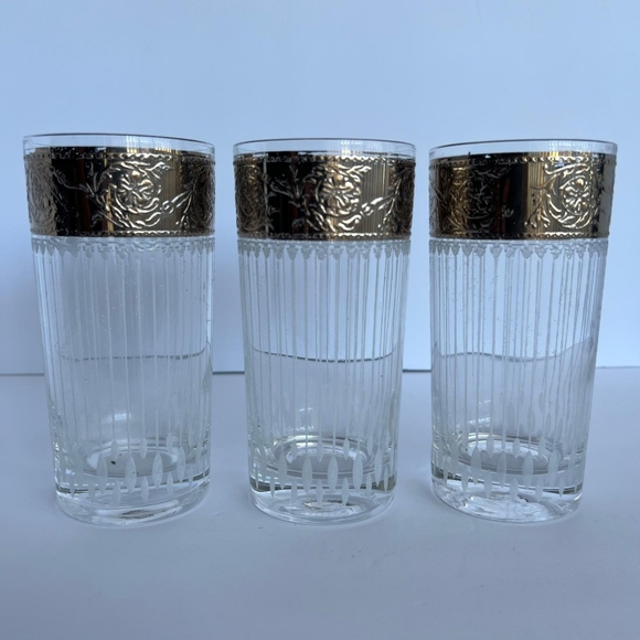 Culver Silver Rimmed Tyrol Highball Set of 3 Vintage 1960's Glasses - Picture 1 of 7